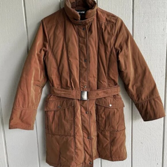FEYEM Vintage Goose Down Belted Coat Parka in Iridescent Rust Brown Nylon Size M - Picture 1 of 9